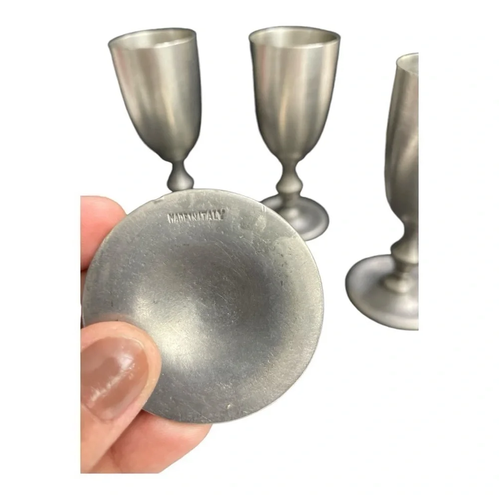 Vintage Peltro Metalars Italy Pewter Chalice Goblets Set of 4 Gothic